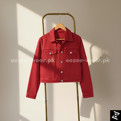 Red Crop Denim Jacket