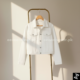 White Crop Denim Jacket