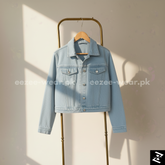 Ice Blue Crop Denim Jacket