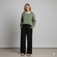 Olive Green Collar Sweatshirt