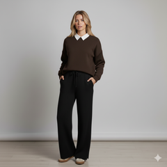 Coffee Brown Collar Sweatshirt