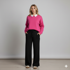 Hot Pink Collar Sweatshirt