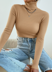 Beige Ripped Turtle Neck