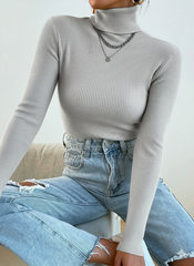 Grey Ripped Turtle Neck