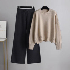 Beige Sweatshirt Plain with Black Flapper Trouser