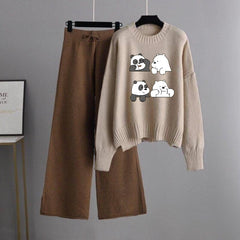 Beige Sweatshirt 4 Panda with Brown Flapper Trouser