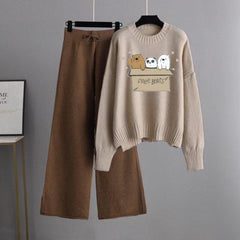 Beige Sweatshirt Free Bear with Brown Flapper Trouser