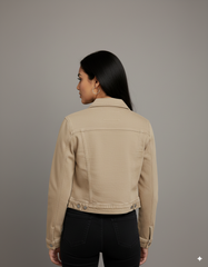 Beige Crop Denim Jacket