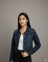 Dark Blue Crop Denim Jacket