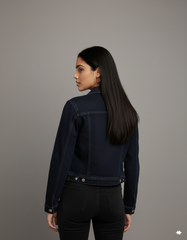 Navy Blue Crop Denim Jacket