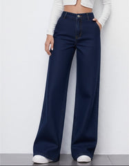 Navy Blue Wide Leg Jeans