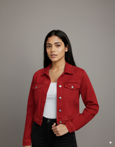Red Crop Denim Jacket