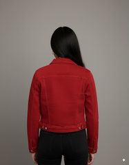 Red Crop Denim Jacket