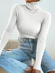 White Ripped Turtle Neck