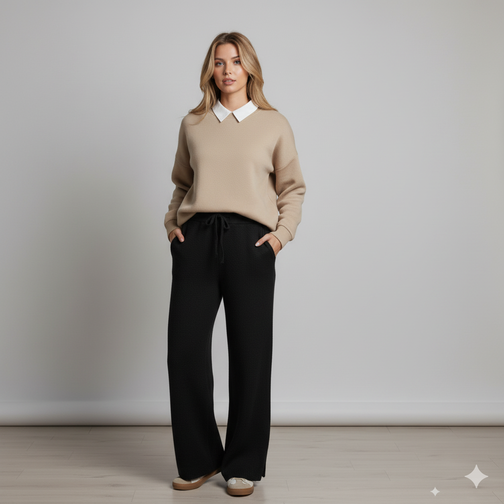 Beige Collar Sweatshirt