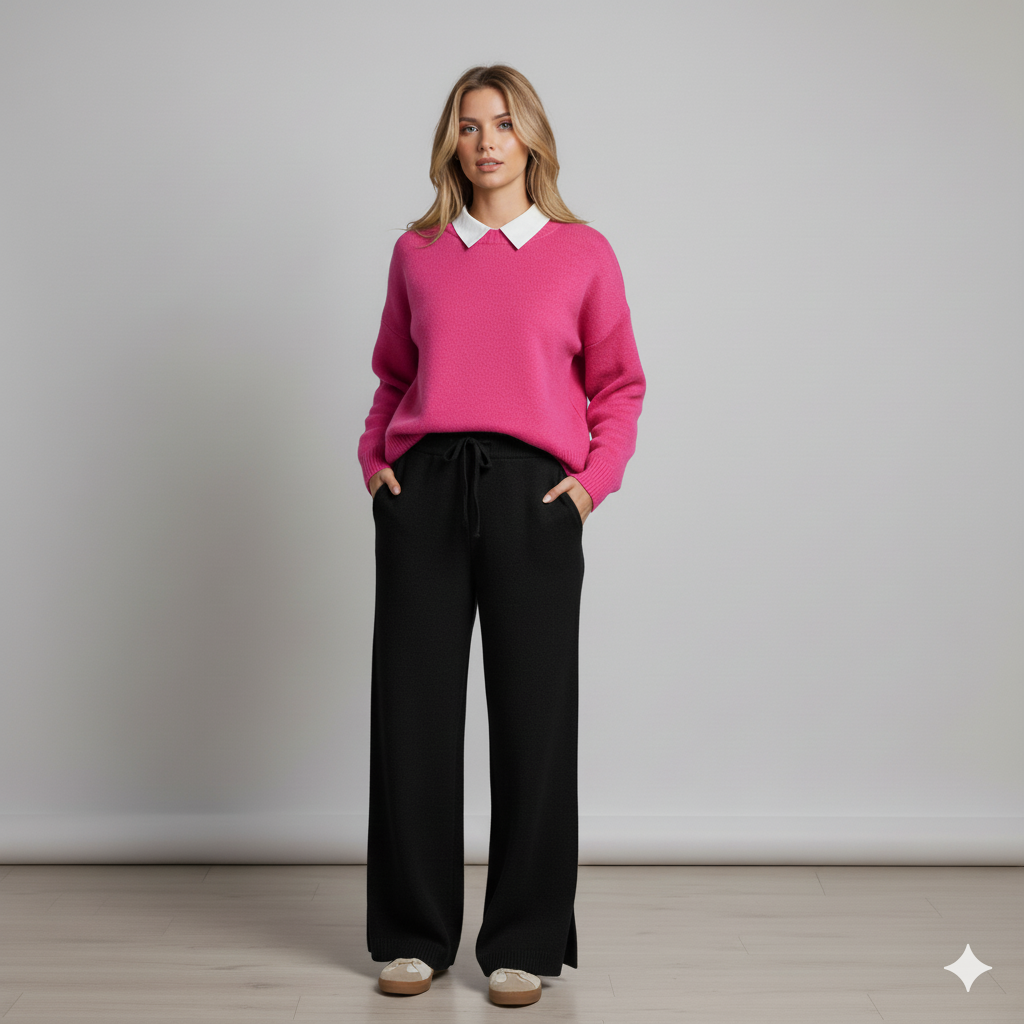 Hot Pink Collar Sweatshirt