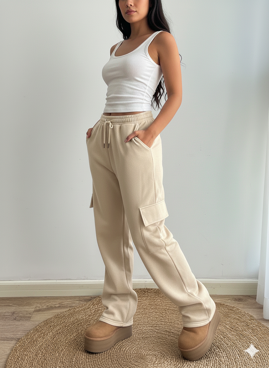Beige Cargo Trouser