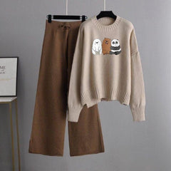 Beige Sweatshirt Three Bears with Brown Flapper Trouser