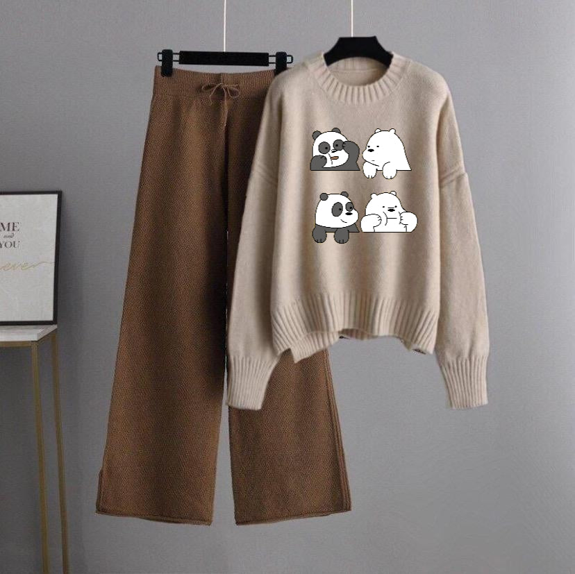 Beige Sweatshirt 4 Panda with Brown Flapper Trouser