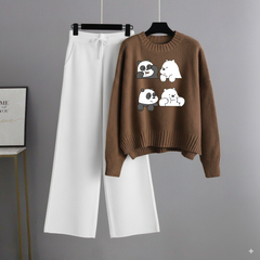 Brown Sweatshirt 4 Panda with White Flapper Trouser