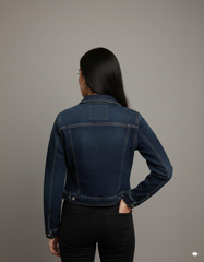 Dark Blue Crop Denim Jacket