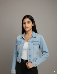 Ice Blue Crop Denim Jacket