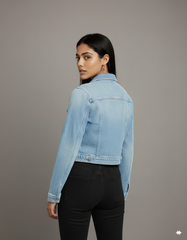 Ice Blue Crop Denim Jacket