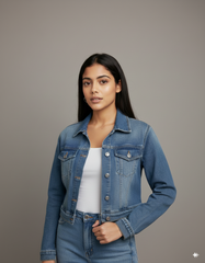 Mid Blue Crop Denim Jacket