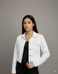 White Crop Denim Jacket