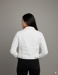White Crop Denim Jacket